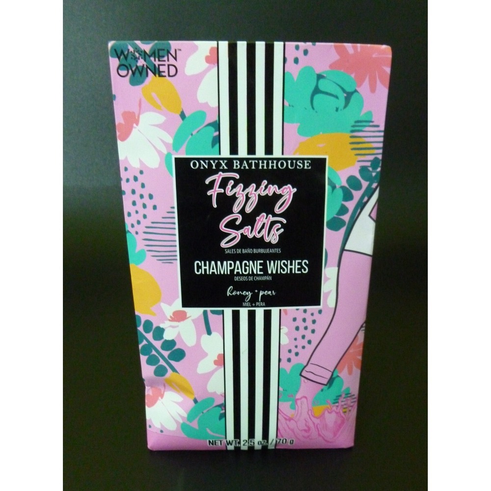 Onyx Bathhouse Luxury Bath Fizzing Salts Champagne Wishes Spa Gift Basket 2.5 oz